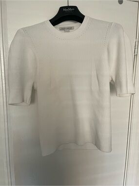Autumn Cashmere Cream Ribbed Short Sleeve Knit Tee
